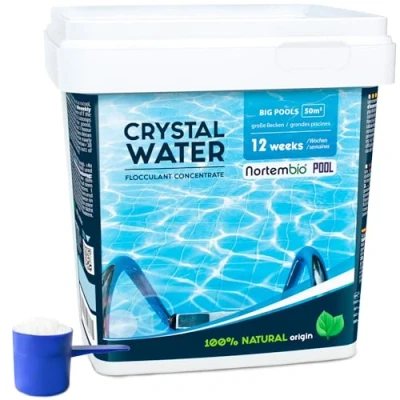 Imagen de Nortembio Floculante Natural Concentrado 12 Semanas. Eliminador de Turbidez para Piscinas Grandes y Spas. Clarificante Aguas Transparentes. Producto Orgánico Seguro Toda la Familia.