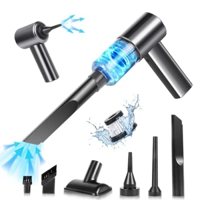 Imagen de Euakee Aspirador de Mano, 7000Pa/12000Pa Potente Aspiradora Coche, Mano Sin Cable con Lavable Filtro, Mini Recargable por USB para Hogar, Oficina, Pelo Mascotas