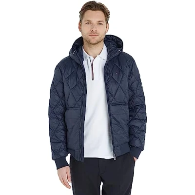 Imagen de Tommy Hilfiger Hombre Cazadora con capucha Recycled Hooded Jacket de entretiempo, Azul (Desert Sky), L