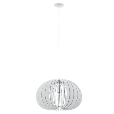 Imagen de EGLO lámpara colgante de madera Cossano, moderna 1 luz, y acero, color: blanco, casquillo: E27, Ø: 45 cm