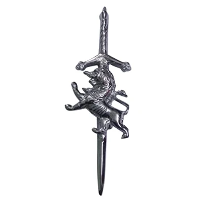 Imagen de Alfiler de falda celta escocesa para hombre, acabado plateado, 10 cm, alfileres y broches espiral, nudo celta, espada Acero inoxidable sólido cromado,