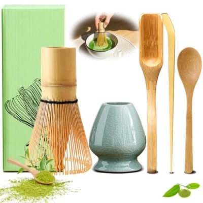 Imagen de Batidor de Matcha Kit 5 piezas te Bambu,Accesorio para la Ceremonia Japonesa del Matcha,Batidor Bambu Matcha,Usado Accessories for Making Tea (Azul)
