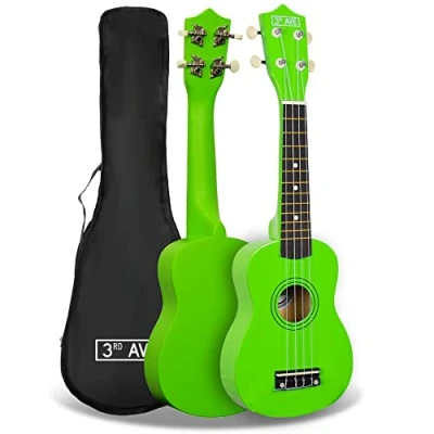 Imagen de 3rd Avenue Ukulele soprano para principiantes de 21 pulgadas Avenue, Verde, Funda transporte