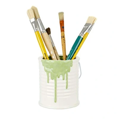 Imagen de Balvi Bote Multiusos Painty Color Verde y Blanco Recipiente Decorativo en Forma de Pintura Mú