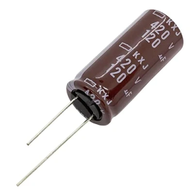 Imagen de Condensador Elko radial 120µF 420V electrolítico hasta 105C 120uF de UCC