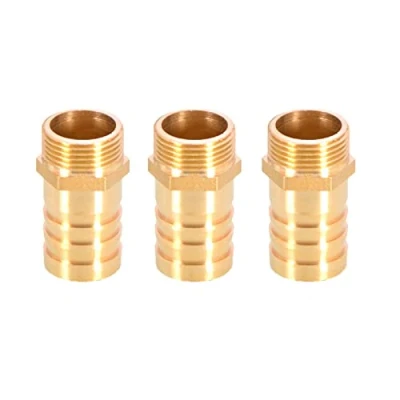 Imagen de 3 conectores de cola manguera latón macizo con púas a rosca macho BSP 25 mm 3/4 pulgadas para aire, agua, combustible, aceite, gas