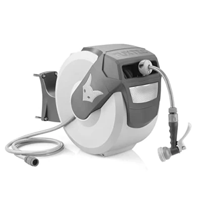 Imagen de FUXTEC Carrete automático de Manguera para Pared FX WSA20G 20 m con Easy Fix facilitar el riego Gris