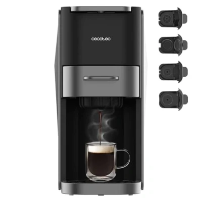 Imagen de Cafetera de cápsulas Cecotec FreeStyle Compact Dark, 4 en 1, Café molido y multi cápsulas, 1200 W, 20 bares, 700 ml, Compacta, 2 tazas, Black