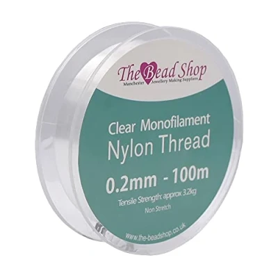 Imagen de Hilo monofilamento de Nailon Transparente 0,2 mm, Coser Transparente, decoración para Colgar, no elástico, Resistencia a la tracción aproximada 3,2 kg (Carrete mm 100 m)