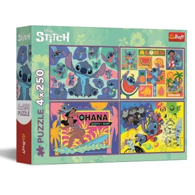 Imagen de Trefl Puzle 4en1: Lilo, increíble Stitch 4 x 250 Piezas Set de Cuatro Rompecabezas para Adolescentes, Multicolor (13311)
