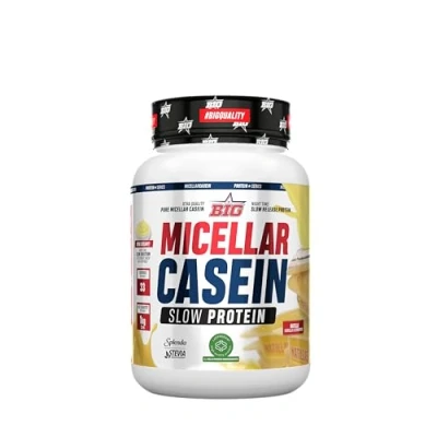 Imagen de BIG Caseina Micelar de Maxima Calidad, Proteina Liberacion Sostenida para Recuperacion y Masa Muscular, Textura Cremosa (Sin toppings, Natillas)