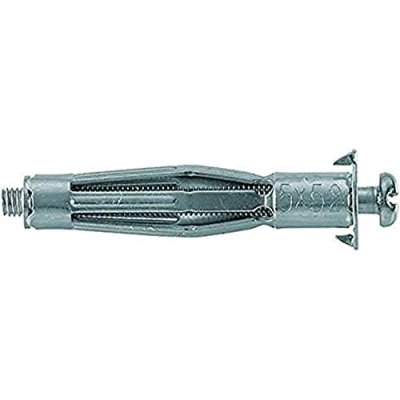 Imagen de fischer HM S 519774 Taco de metal con tornillos para fijación imágenes, Rieles cortinas en paneles (50 unidades), Gris, 5 x 52 tornillo