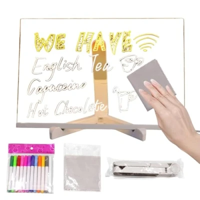 Imagen de LED Note Board Colors Acrylic Dry Erase Light up Message Marker Writing with Rewritable Drawing for Shop Cafe Bar School