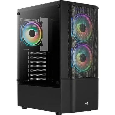 Imagen de Caja Gaming Atx Aerocool Quantummeshv3 Cristal Templado + Frontal Mesh, 3x Ventilador Rgb