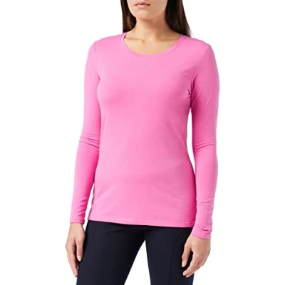 Imagen de Amazon Essentials Camiseta de Cuello Caja, Manga Larga y Ajuste Clásico (Disponible en Tallas Grandes) Mujer, Rosa, XS