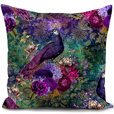 Imagen de Fundas Cojines 45x45 púrpura Pavo Real Sofa Decorativos Salon Regalo Mujer Funda cojin 45 x almofadas Dormitorio Decoracion hogar