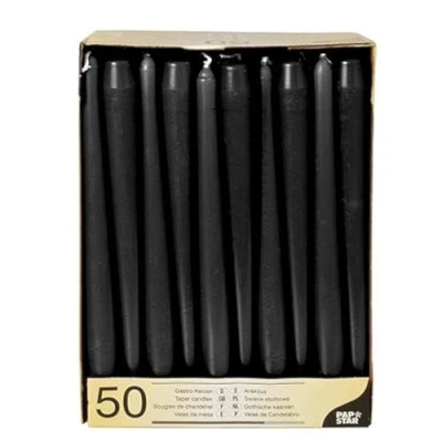 Imagen de PAPSTAR 10392 Velas (50 Unidades, 2,2 x 25 cm), Color Negro