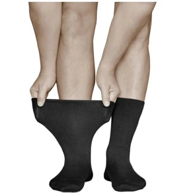 Imagen de vitsocks Calcetines Extra Anchos Diabéticos No Aprietan Hombre (3 PARES) Pies Hinchados, negro, 47 50