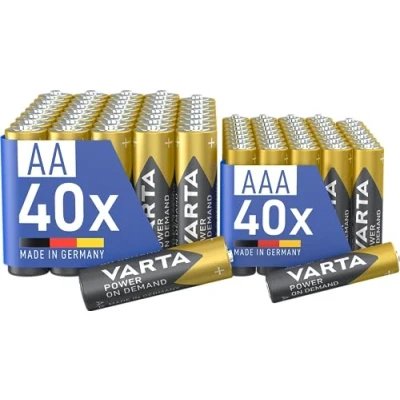 Imagen de VARTA Pilas 40x AA &amp; AAA, Mix Pack, paquete de 80, Power On Demand, alcalinas, almacenamiento, para accesorios ordenador, Smart Home, Made in Germany