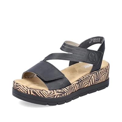 Imagen de Rieker Mujer Sandalias V3964, señora Sandalias,Zapatos de Verano,Sandalias Verano,cómodas,Planas,Negro (Schwarz / 02),39 EU 6 UK