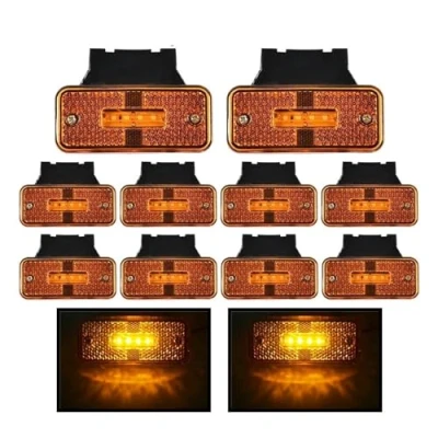 Imagen de Faros Traseros 10 Luces De Posición Laterales para Camiones Lámpara LED 24V Remolque Piloto Trasero (Color : Amber)
