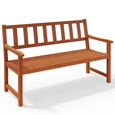 Imagen de Casaria Banco de Jardín Madera Acacia 120cm hasta 320Kg 2 Plazas Asiento Doble Terraza Balcón