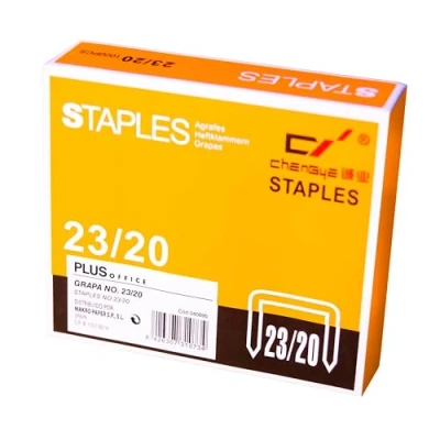Imagen de Plus Office Grapas Galvanizadas, Pack de Para Oficina y Material Escolar, Resistentes, Textil Manualidades, Compatibles con la Mayoría Grapadoras (nº23/20 1000u)