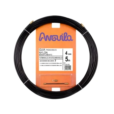 Imagen de Anguila Guía Pasacables Terminales Intercambiables Monofilamento Nylon Color Negro Diámetro 4mm 5 metros