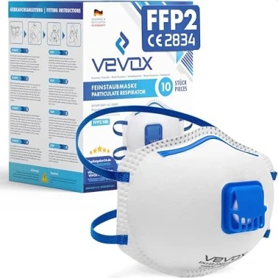 Imagen de VEVOX® Mascarillas FFP2 Set de 10 con Sellado Comfort Light Mascarilla antipolvo válvula Para la protección más fiable