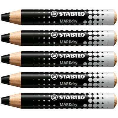 Imagen de STABILO Marcador para pizarra blanca y de papel MARKdry Caja con 5 unidades Color negro