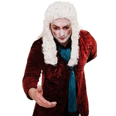 Imagen de WIG ME UP WIG002 P60 Peluca Hombres Carnaval Barroco Renacimiento Noble Juez Principe Rey Compositor Blanco