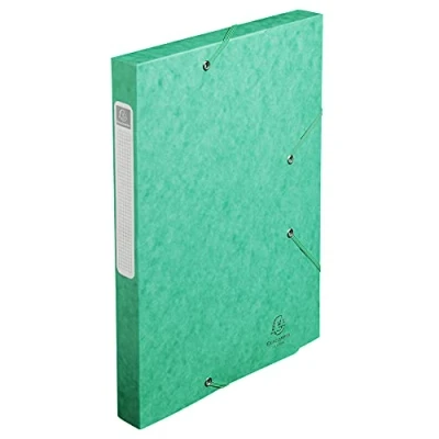 Imagen de Exacompta Ref. 18503H 1 archivador con elástico CARTOBOX se entrega plana lomo de 2,5 cm cartulina brillante 5/10 400 g/m² dimensiones 25 x 33 formato para archivar A4 color verde