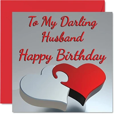 Imagen de Stuff4 Bonitas tarjetas de cumpleaños para marido, My Darling Husband, romántica tarjeta feliz esposo esposa, regalos especiales cumpleaños, 145 x mm