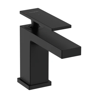 Imagen de hansgrohe Tecturis E grifo lavabo sin desagüe, ahorro de energía (CoolStart), monomando 90 mm, mezclador agua (EcoSmart+), negro mate, 73001670