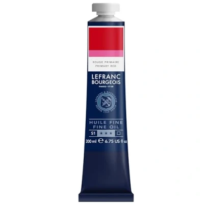 Imagen de Lefranc Bourgeois 301816 Pintura al óleo fina de calidad, resistente a la luz y consistencia uniforme, tubo 200 ml, ideal para lienzos tableros pintura, rojo primario