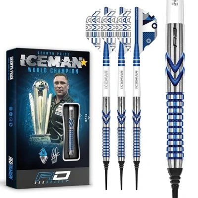 Imagen de RED DRAGON Gerwyn Price Iceman Contour Juego de Dardos tungsteno Profesional 18 Gramos con vuelos y Tallos