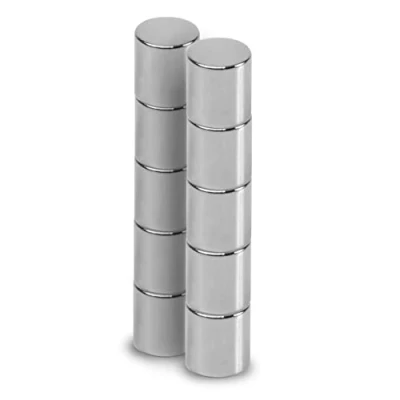 Imagen de MAUL Imán de neodimio 5 x mm diámetro (10 unidades), imanes para un uso versátil, redondo con diseño elegante y moderno, fuertes placa magnética, cinta plata