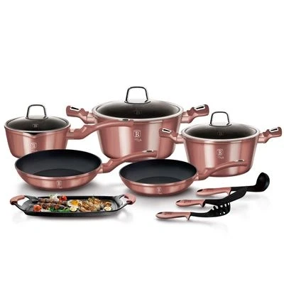 Imagen de Berlinger Haus I Rose Batería Cocina Inducción 12 Piezas, Antiadherente Titanio sin PFOA, Aluminio, Vitro
