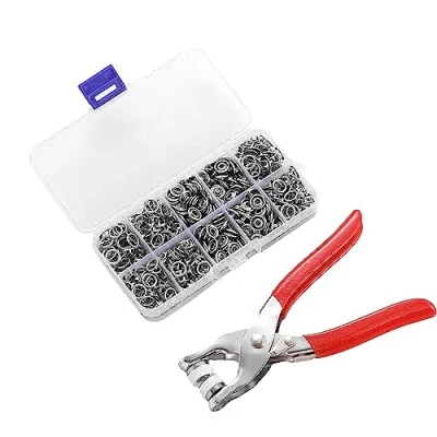 Imagen de botones de presión con Alicates,Botones a Huecos,100 sets alicates fijación,Conjunto para DIY Manualidades,Telas,Plata