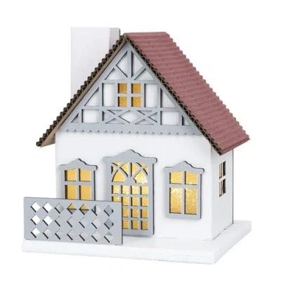 Imagen de Ideen mit Herz Casa LED con efecto de Luz Caseta en miniatura ambiente Funciona pilas 9,5 cm x 8,2 11