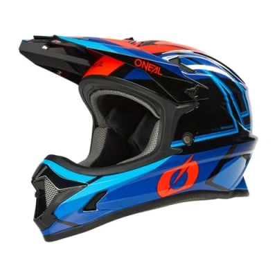 Imagen de O&#039;NEAL Casco de Ciclismo montaña Fullface MTB Downhill FR Freeride Carcasa ABS, Cierre magnético, supera la Norma Seguridad EN1078 SONUS Split V.23 Adulto Azul Rojo Talla S