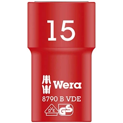 Imagen de WERA 05004959001 8790 B VDE 15,0 Llave de vaso VDE, aislada, con arrastre 3/8&quot;
