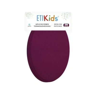 Imagen de 6 rodilleras color Cardenal termoadhesivas de plancha. Coderas para proteger tu ropa y reparación pantalones, chaquetas, jerseys, camisas. 16 x 10 cm. RP38