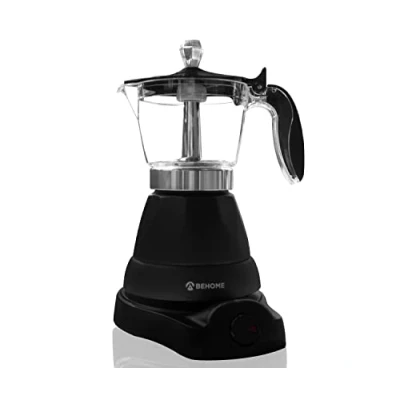 Imagen de BEHOME Cafetera eléctrica de 3 tazas con reductor 1 taza Auto apagado y mantenimiento del café caliente durante 30&#039; min, base giratoria a 360, negra (sin temporizador)