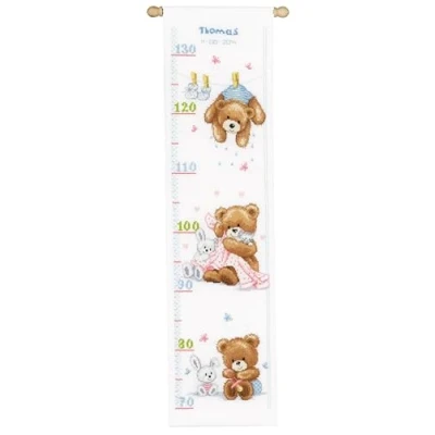 Imagen de VERVACO Stickpackung Zählmuster Knuddelige Teddys Punto de Cruz, Cotton, Colores Variados, ca. 18 x 70 cm / 7,2&quot; 28&quot;