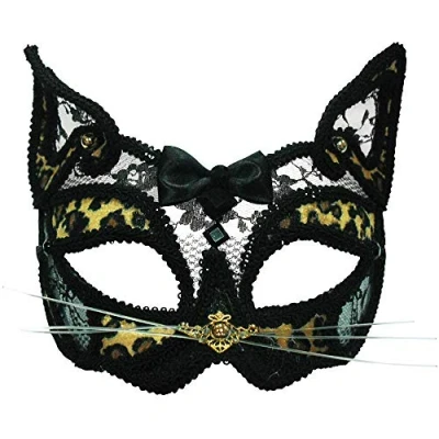 Imagen de Bristol Novelty Antifaz de Leopardo Transparente con Diadema, Pet, poliéster, Piedra acrílica, Hoja Acero, Multicolor, Talla única