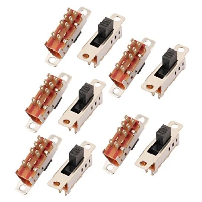 Imagen de sourcing map 10uds 8P Micro Interruptor de Enclavamiento deslizante 3 Posiciones Montaje en Panel DPDT