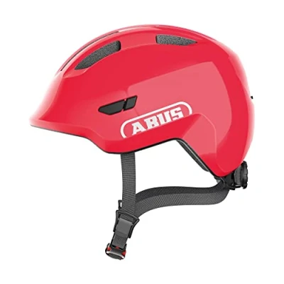 Imagen de ABUS casco infantil Smiley 3.0 de bicicleta con ajuste bajo, diseños adaptados a los niños y espacio para una coleta niñas rojo brillante, talla S