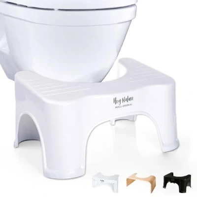 Imagen de Hey Nature HOCA Original Taburete baño/Taburete fisiologico para Inodoro contra hemorroides, estreñimiento, Colon Irritable/Banco baño WC una evacuación Suave y rápida/Taburete Infantil