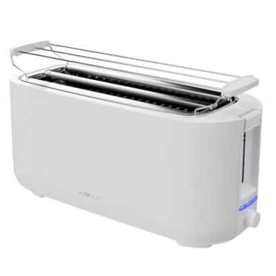 Imagen de Tostadora Clatronic® 4 rebanadas con función descongelar/calentar/parada rápida accesorio para panecillos blanca también tostados y gofres preparados TA 3802